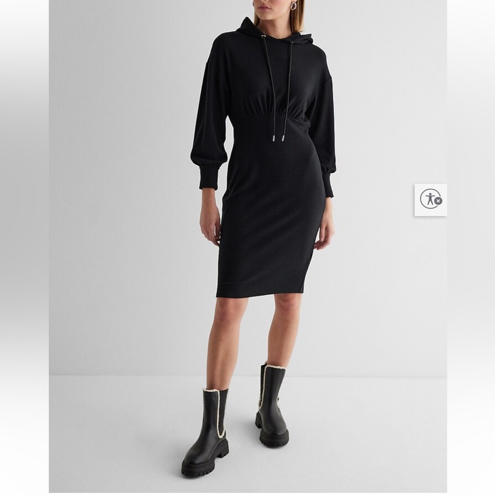 Express Long Sleeve Midi Hoodie Dress, Sweatshirt Dress